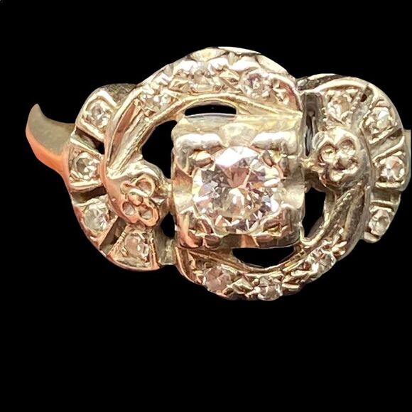 Antique 14kt gold Art Deco diamond ring appraisal included 6.75 - Picture 12 of 16